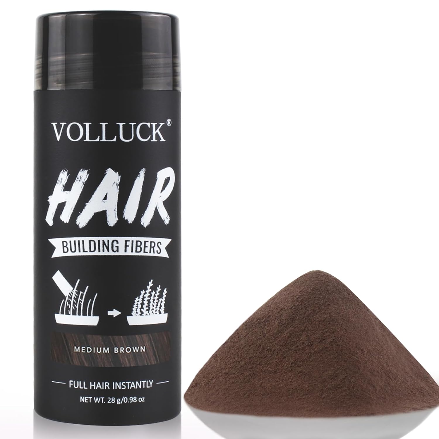 Hair Fibers for Thinning Hair for Women and Men, Hair Color for Gray Hair Coverage Thicker Fuller Hair Loss Instantly Hair Building Fibers Root Touch Up Natural Formula 28g (Medium Brown)