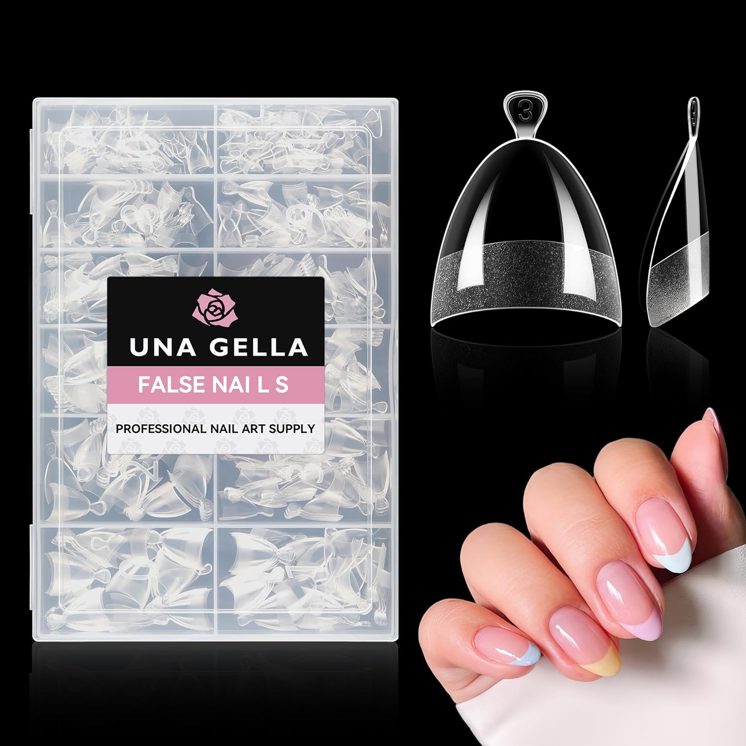 UNA GELLA Almond Nail Tips Extra Short Half Cover 504pcs- Soft Gel Short Almond Fake Nails Matte Clear Almond Gel x Nails Self-handle for Nail Extension DIY Nail Salon for Her, 12Sizes