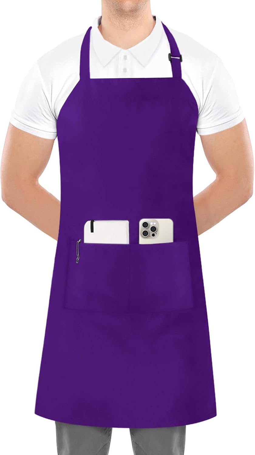 Utopia Kitchen 2 Pack Bib Apron, Adjustable with 2 Pockets, Water and Oil Resistant, Cooking Kitchen Chef Apron for Women Men