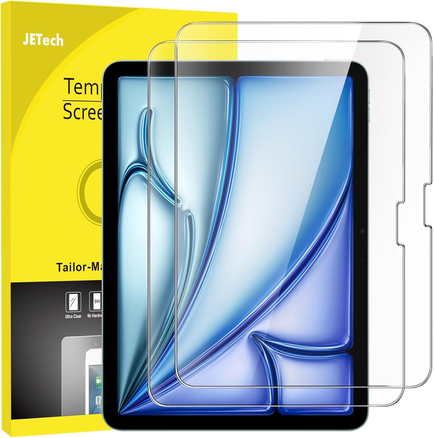 JETech Screen Protector for iPad Air 11-Inch M2 (2024), 9H Tempered Glass Film, HD Clear, 2-Pack