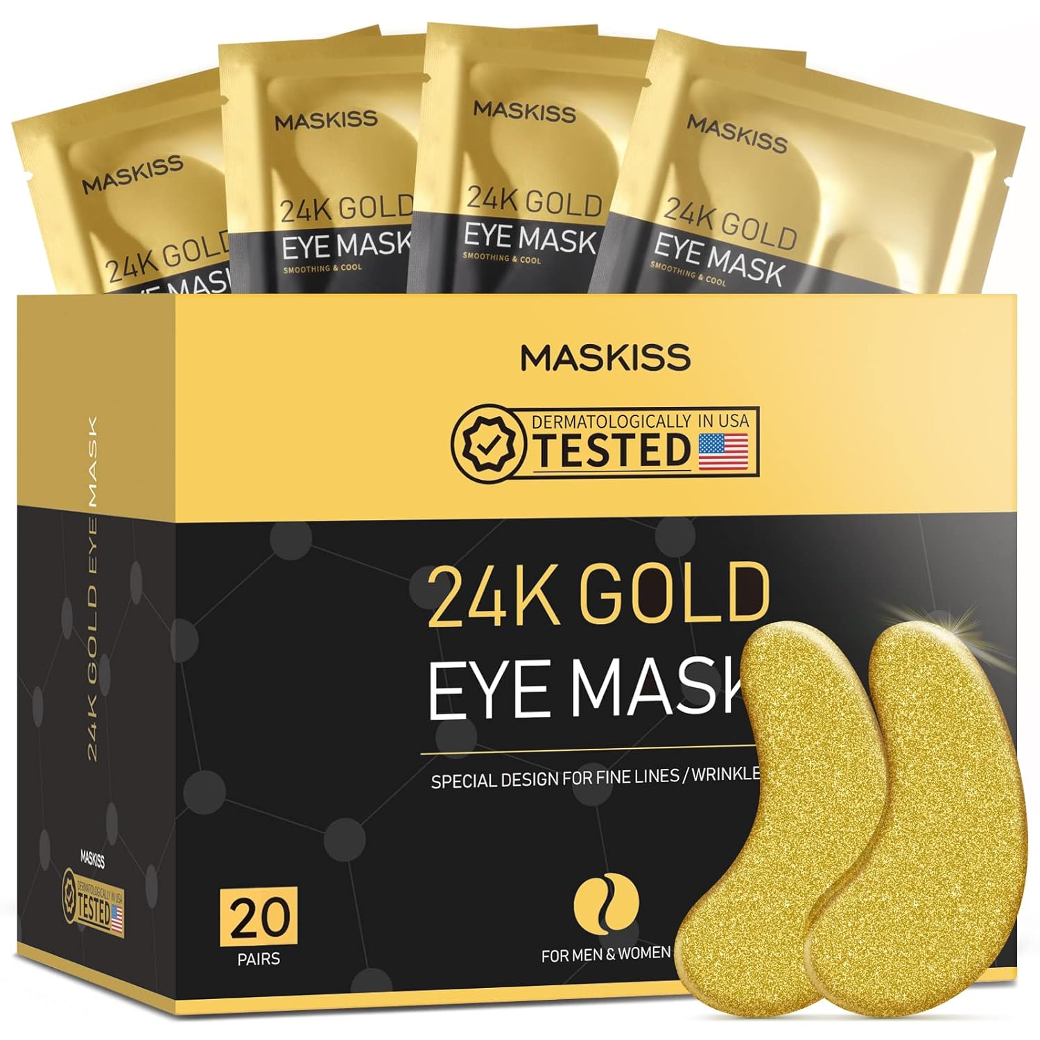 24k Gold Under Eye Patches (20 Pairs), eye mask, Collagen Skin Care Products, Eye Patches for Puffy Eyes, eye masks for dark circles and puffiness