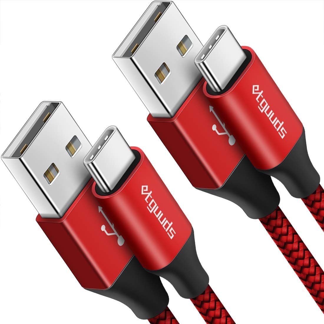 [4ft, 2-Pack] USB C Cable 3A Fast Charging, etguuds USB A to Type C Charger Cable Braided for Samsung Galaxy S22 S21 S20 S10 S9 S10E, A10e A11 A13 A03s A32 A50 A51 A52 A53 A71, Note 20 10 9, Moto G G9