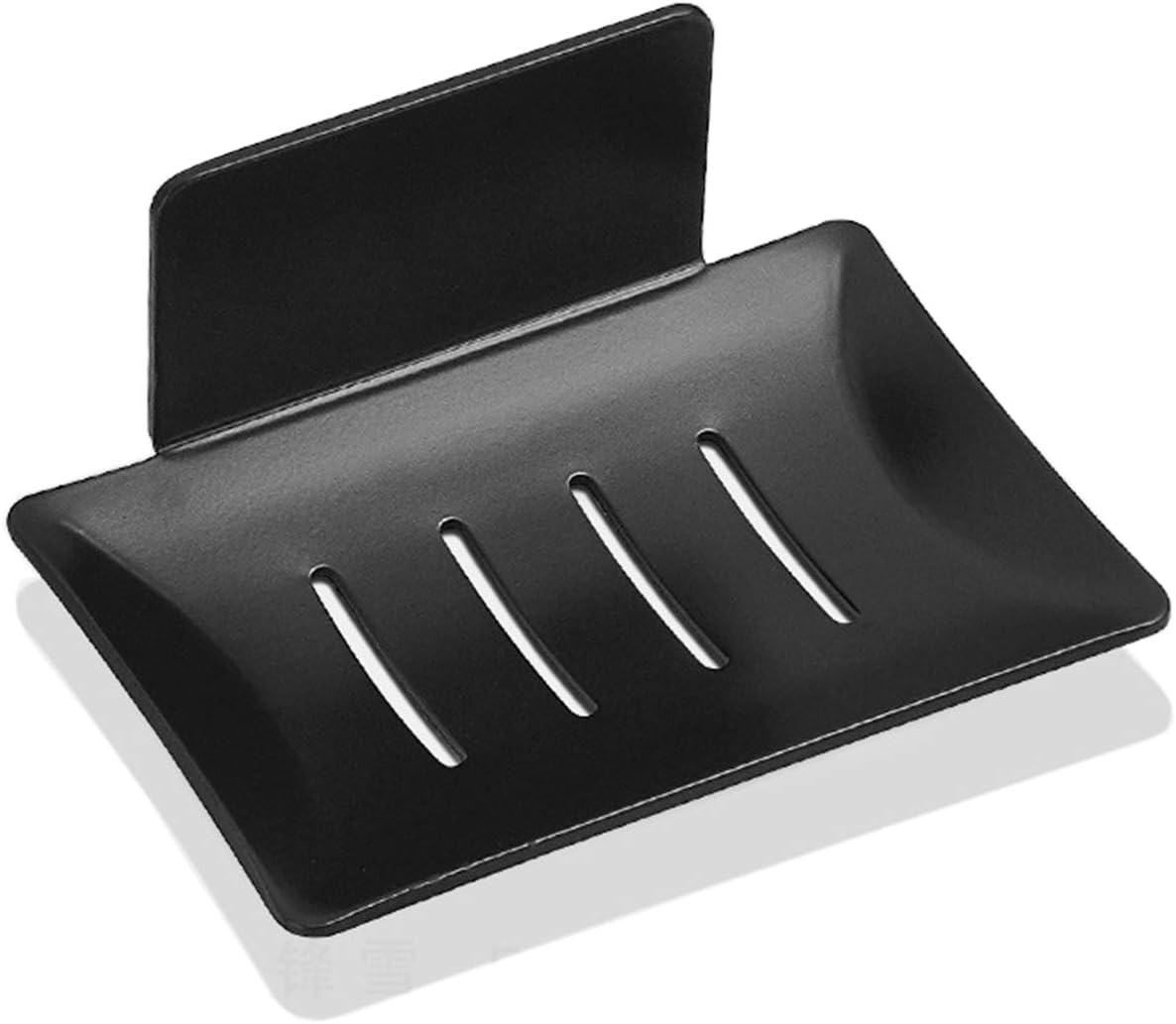 Soap Rack Adhesive Soap Dish (No Dirlling Required) Soap Holder Aluminum Soap Tray Bath Rack -Black