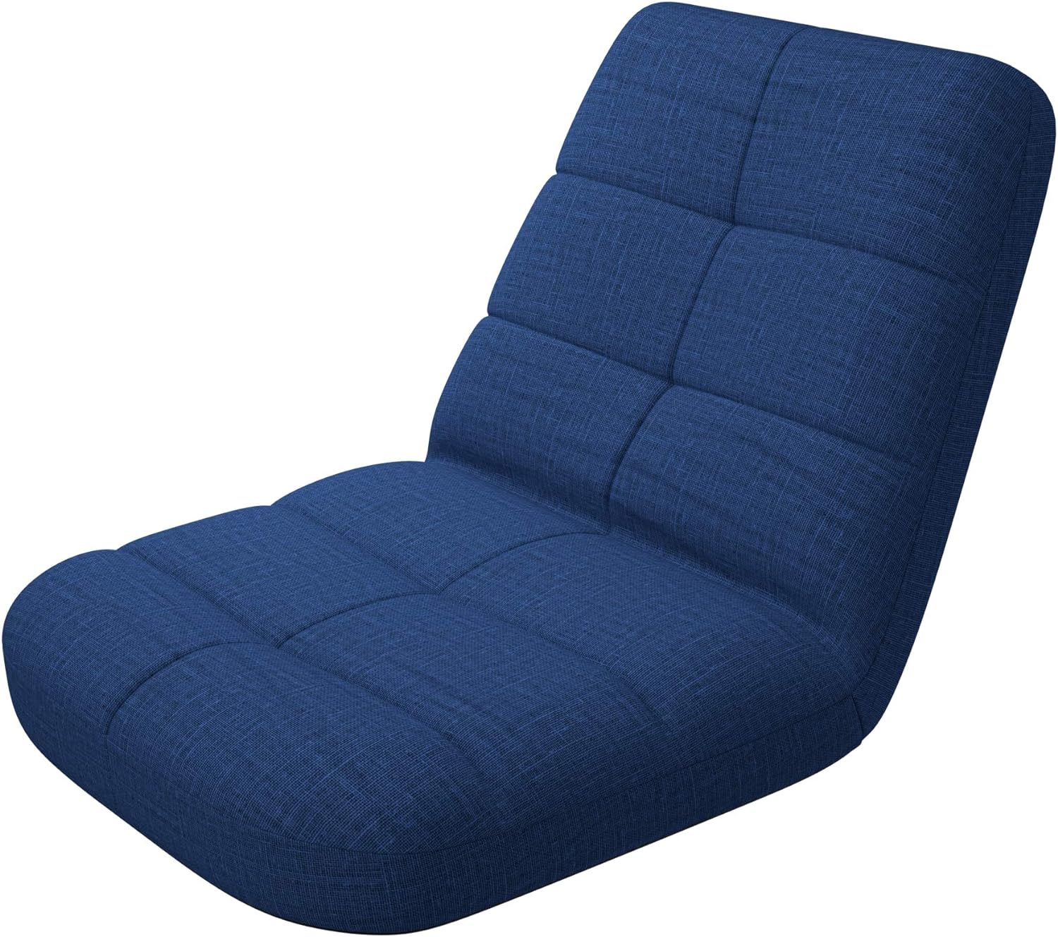 bonVIVO Easy Lounge Floor Chair w/Back Support - Adjustable, Padded Folding Seat for Gaming, Meditation, Classroom and Living Room - Gifts for Men, Women and Teens - Blue