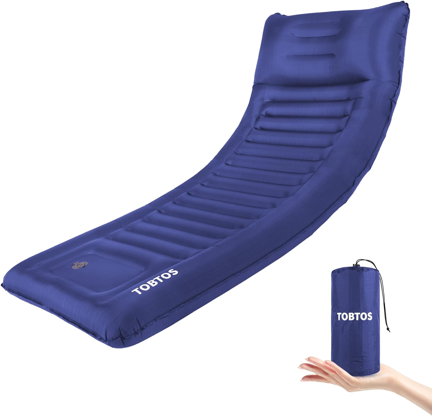 TOBTOS Inflatable Camping Sleeping Pad with Pillow, Thick 6 Inch Ultralight Sleeping Pad with Built-in Pump, Lightweight Sleeping Mat for Camping, Backpacking, Hiking, Tent (Blue)