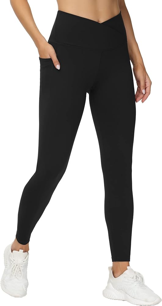 I am pretty leery of purchasing clothing online as seldom does anything fit, however, these workout pants are great. The v-cut is super cute! They don't move at all when working out. I typically have to pull my leggings/yoga pants up through out a workout because they slide down, but these don't budge at all. I purchased a small, and they were a great fit. They are tight around the belly so if that is a problem issue, you might want to order a size up. Another plus is that your butt isn't displayed to the public when bending over!  The material is thick enough to keep from seeing through it, but it is slightly shiny. I will probably purchase another pair.