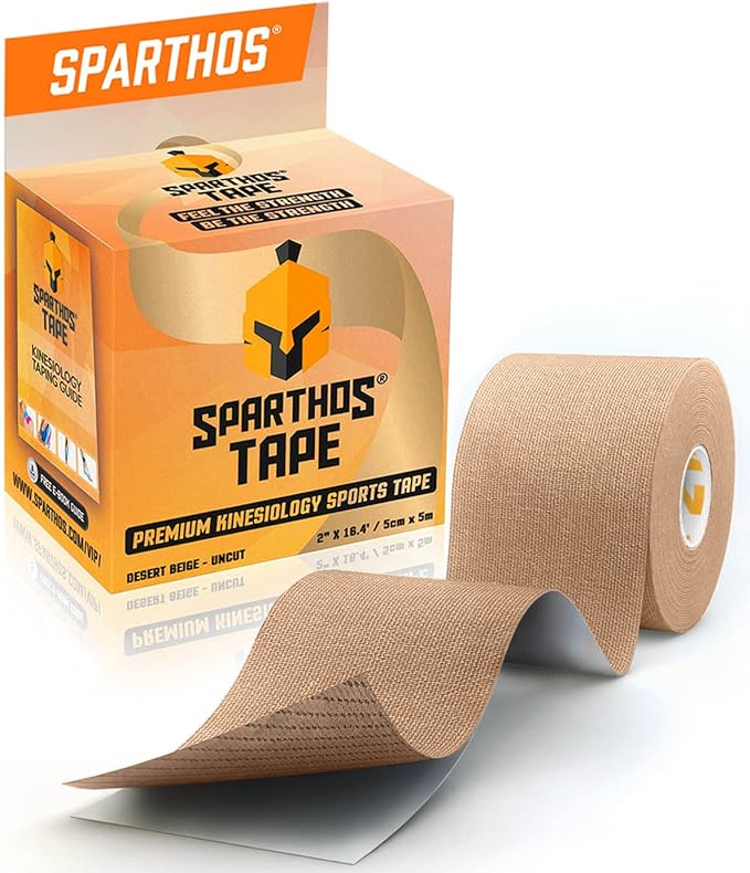 Sparthos Kinesiology Tape - Incredible Support for Athletic Sports and Recovery - Free Kinesiology Taping Guide! - Uncut 2 inch x 16.4 feet Roll