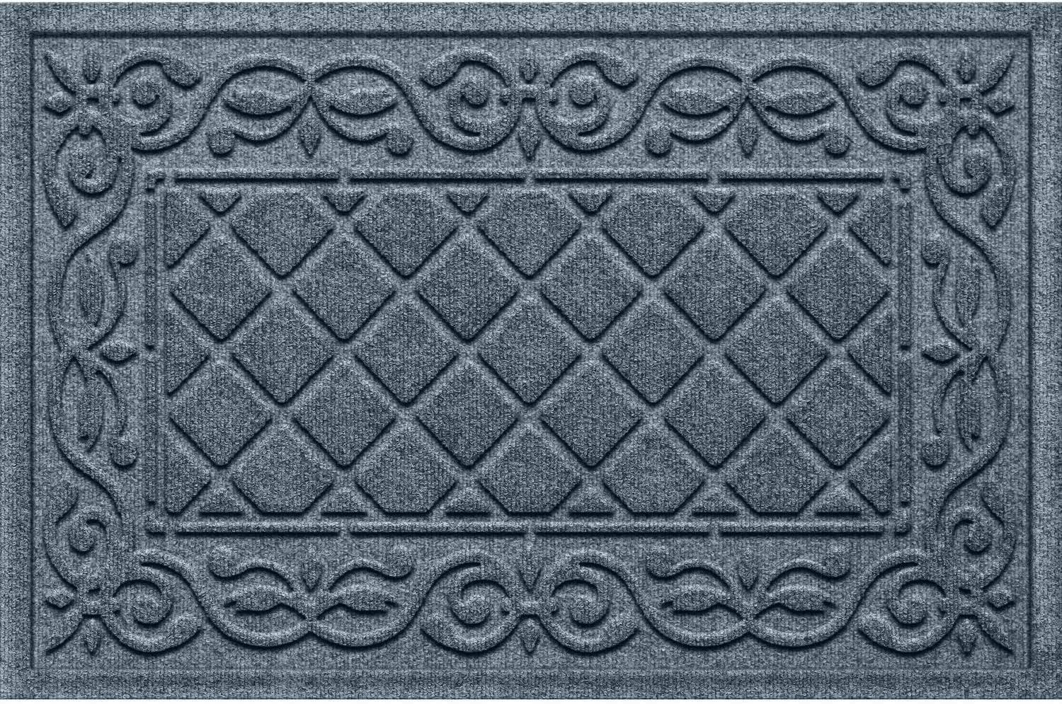 Bungalow Flooring Waterhog Door Mat, 2' x 3' Made in USA, Durable and Decorative Floor Covering, Skid Resistant, Indoor/Outdoor, Water-Trapping, Tristan Collection, Bluestone