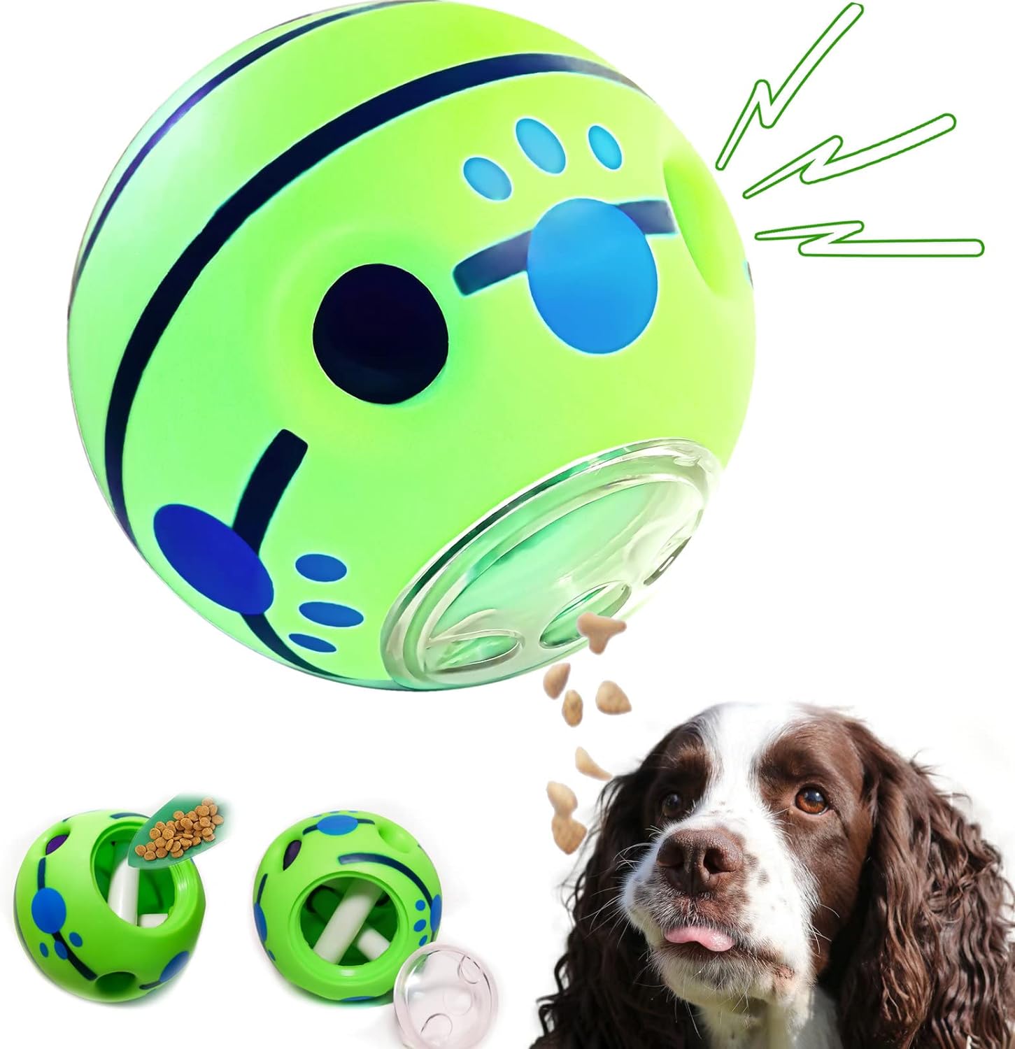 CREDIT 5 STAR Wobble Giggle Dog Treat Ball for Medium Large Dogs Interactive Dog Puzzle Toys Squeaky Ball Safe Gift for Dogs (Large, 5.5")