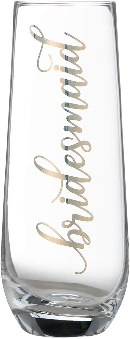 Lillian Rose Gold Bridesmaid Stemless Champagne Glass, 1 Count (Pack of 1), Clear