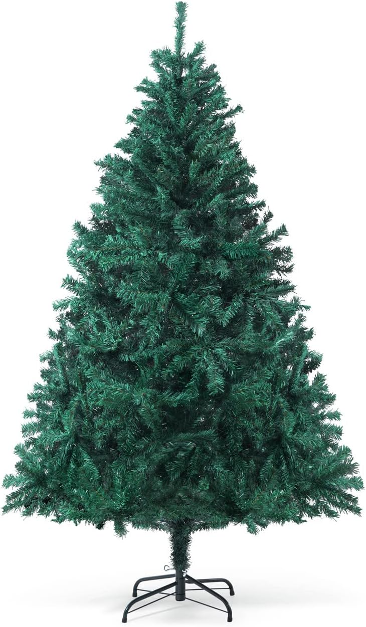 CAPHAUS 6 Feet Premium Pre-Hinged North Valley Spruce Full Artificial Green Christmas Tree, w/ 798 Branch Tips and Metal Stand, Fake Xmas Tree for Indoor Home, Office, Party, Holiday Decoration