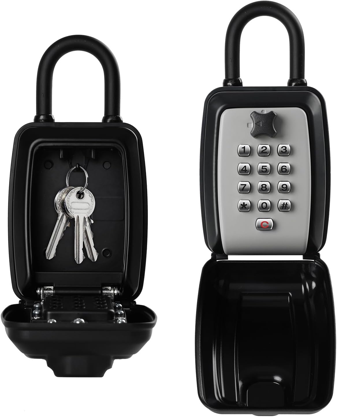 Portable Combination Lock keybox, 9-Digit Keyboard,for House Keys Key Hiders to Hide a Key Outside,Waterproof Key Safe Storage Lock Box(with Shackle)