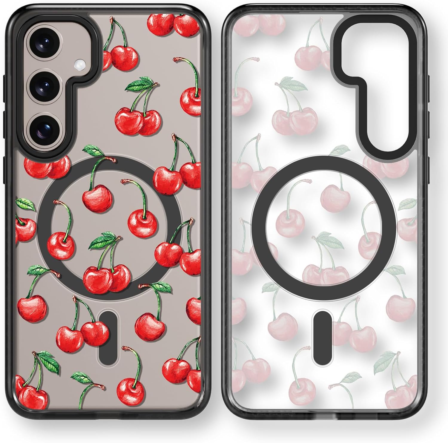 Magnetic for Samsung Galaxy S24 Magsafe Case Cute Aesthetic - Fashion Funny Cherry Print Cover - Durable Shockproof Protective Phone Case 6.2 Black