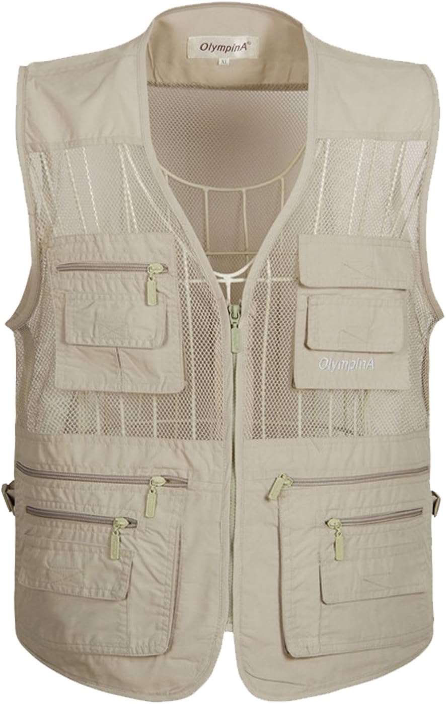 Flygo Mens Summer Outdoor Work Safari Fishing Travel Photo Vest with Pockets