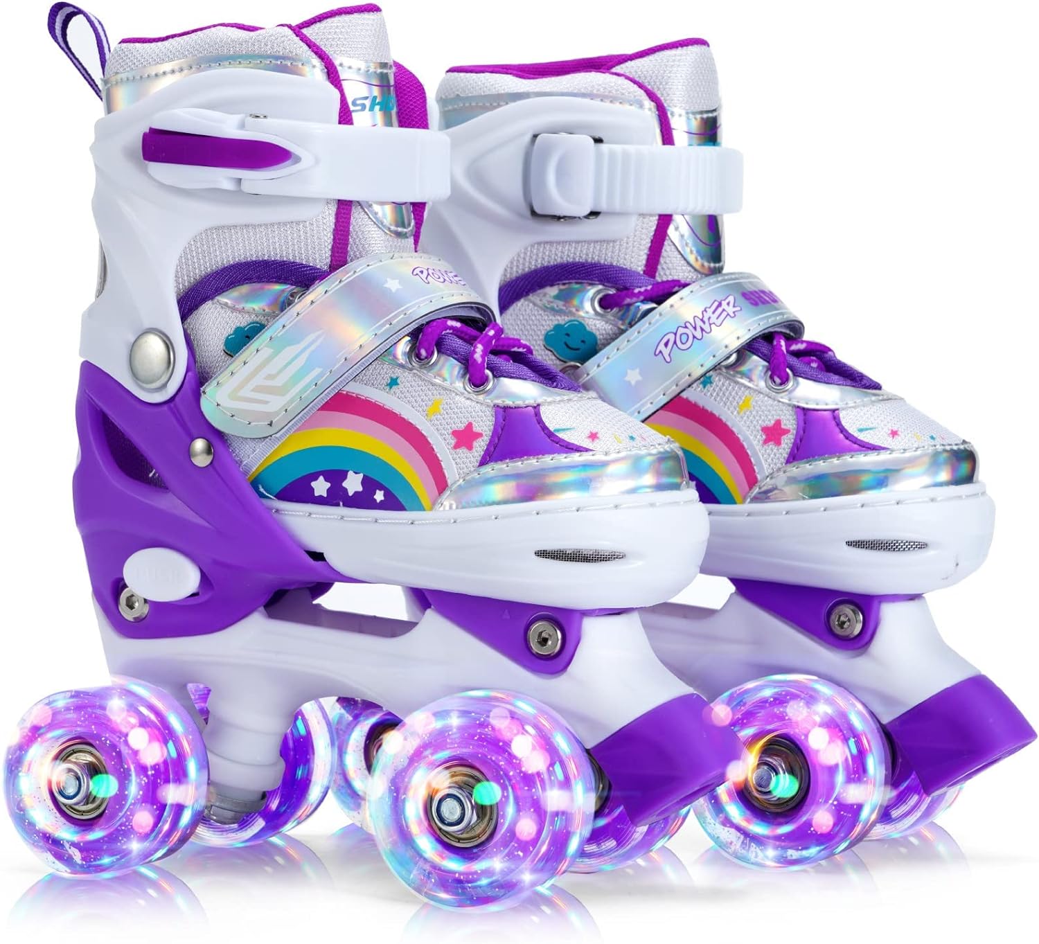 My 6 year old loves these roller skates. The colors are fun and the wheels light up. So far she has worn them to the roller rink and outside. They still look great after a few months of constant use. I like that they will adjust in size as her feet grow to allow her to wear them longer.