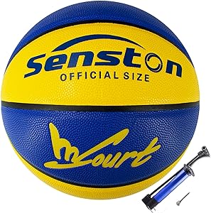 Senston 29.5/27.5 Leather Basketball Official Size 7/5 Outdoor Indoor Premiun PU Basketballs for Kids Mens with Pump