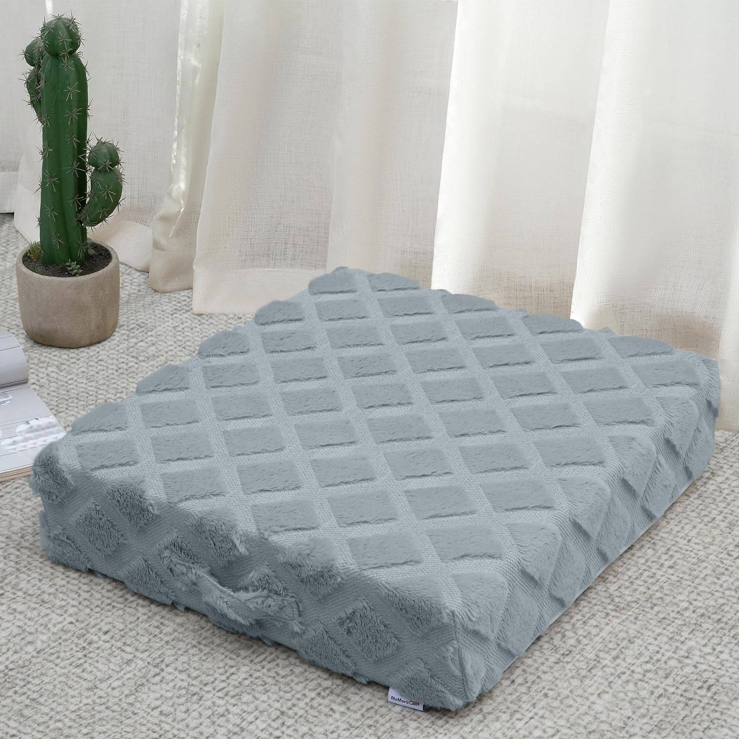 MeMoreCool Square Floor Pillow for Adults Kids, Large Floor Cushion for Sitting Yoga, Big Pillow for Floor Seating, Boho Meditation Pillow Floor Seat Cushion with Thick Foam & Tufted Cover, Grey