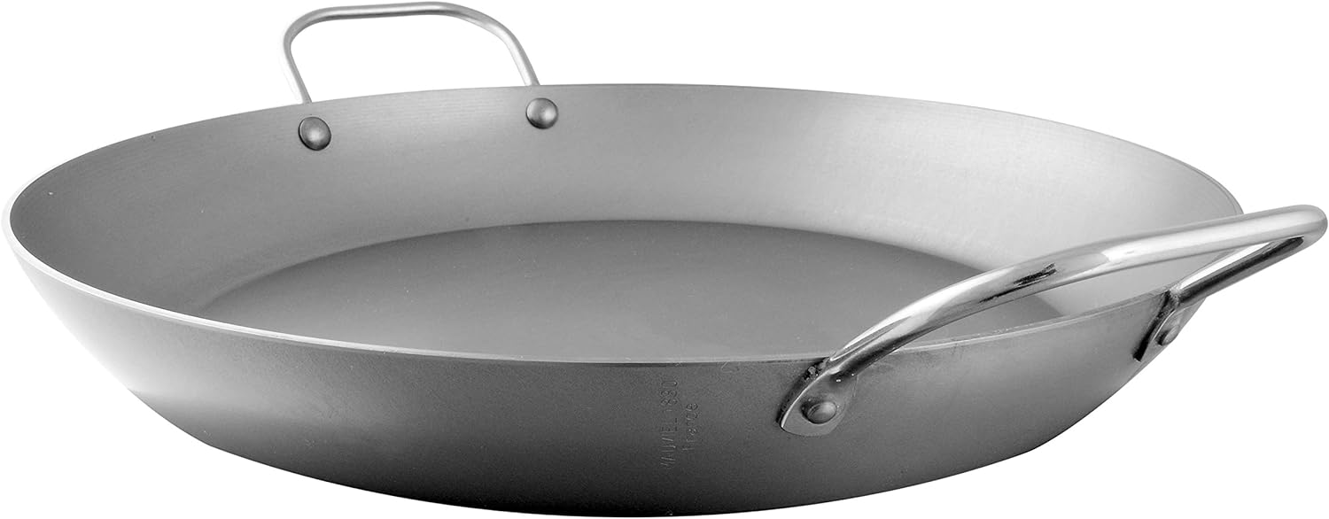 Mauviel+M%27Steel+Black+Carbon+Natural+Nonstick+Paella+Pan+With+Iron+Handle%2c+15.7-in%2c+Suitable+For+All+Cooking+Surfaces%2c+Made+in+France