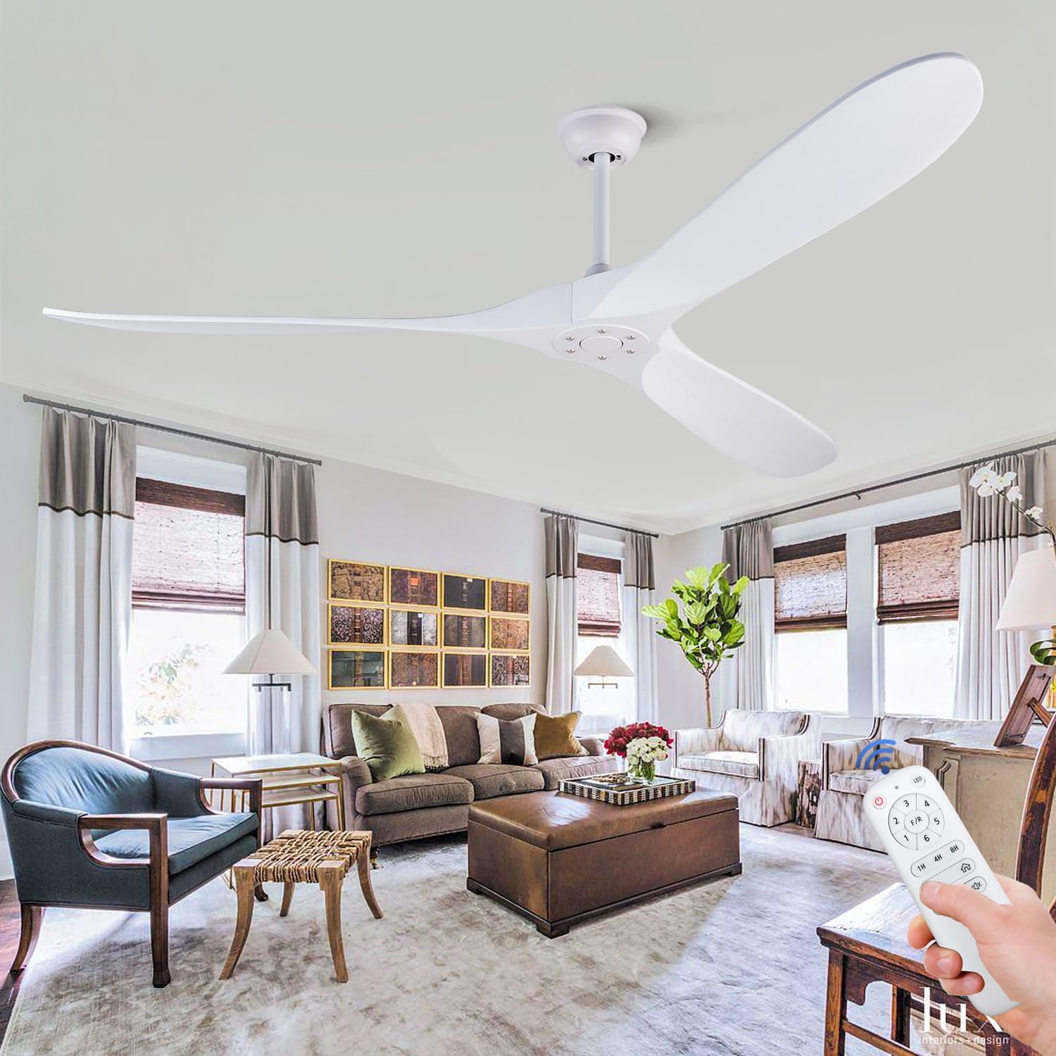 Ceiling fans without lights use less energy than traditional ceiling fans with lights, so you can save money on your energy bills.