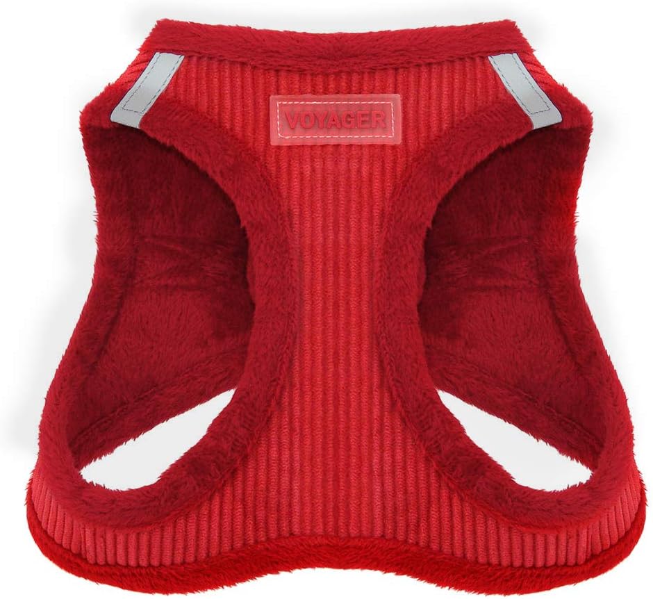 Voyager Step-In Plush Dog Harness  Soft Plush, Step In Vest Harness for Small and Medium Dogs by Best Pet Supplies - Harness (Red Corduroy), XS (Chest: 13 - 14.5")