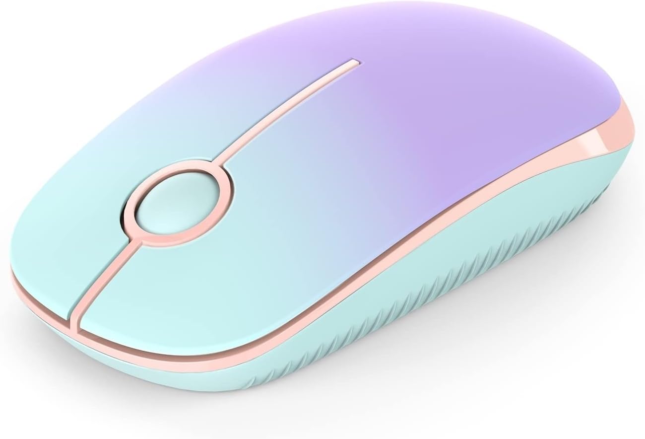 VssoPlor Wireless Mouse, 2.4G Slim Portable Computer Mice with Nano Receiver for Notebook, PC, Laptop, Computer (Mint Green to Purple)