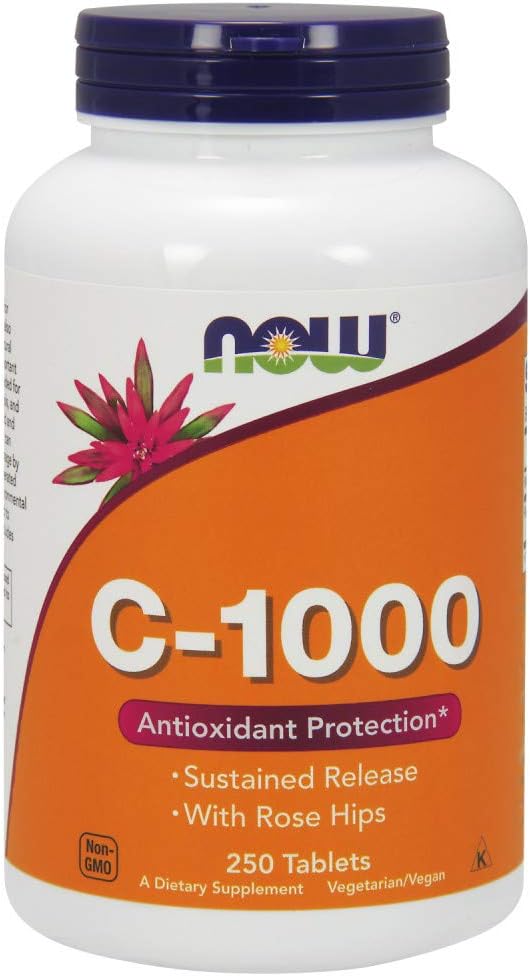 NOW Supplements, Vitamin C-1,000 with Rose Hips, Sustained Release, Antioxidant Protection*, 250 Tablets