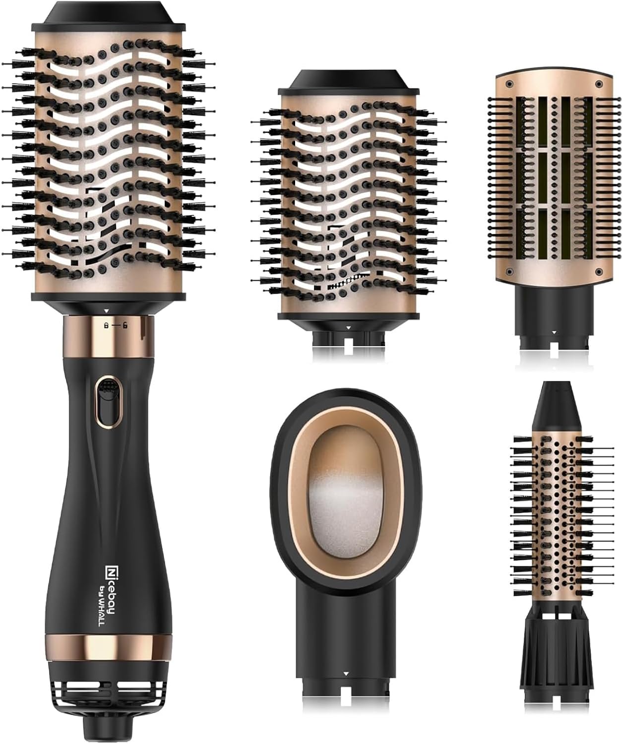 Nicebay Hair Dryer Brush Blow Dryer Brush in One, Hot Air Brush Set for Straightening/Drying/Curling, Oval Brush, Multi-Temperature Settings, Detachable Design for Women