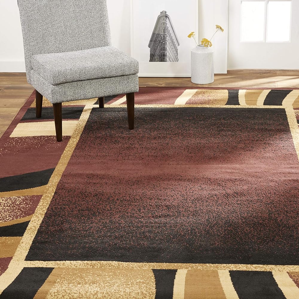 Home Dynamix Premium Rizzy Contemporary Abstract Border Area Rug, Brown/Beige, 3&#39;7&#34;x5&#39;2&#34;