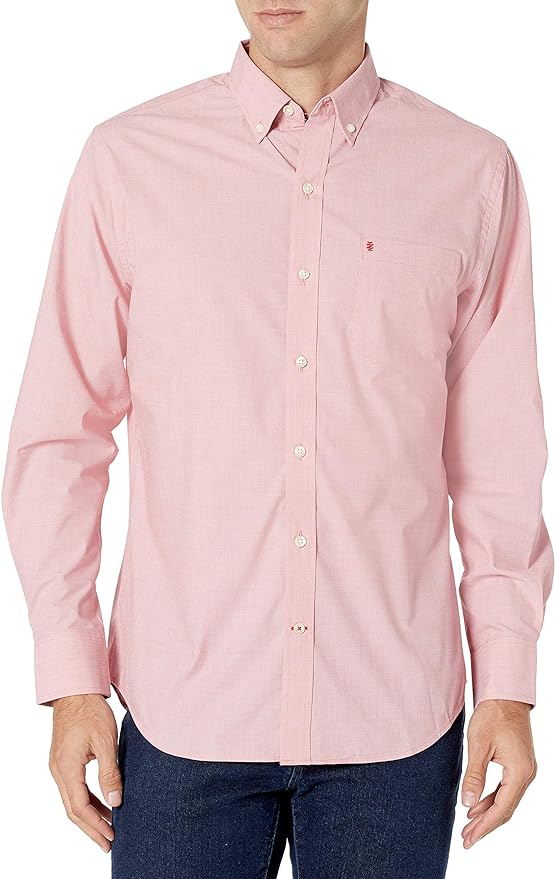 IZOD Mens Performance Comfort Long Sleeve Solid Button Down Shirt