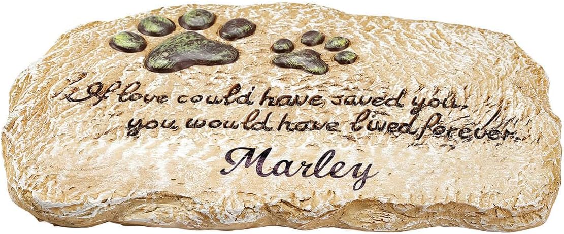 Fox Valley Traders Personalized Forever Pet Memorial Garden Stone, Customized Indoor/Outdoor Dcor, Crafted with 100% Resin, Loss of Pet Sympathy Gift  Measures 12 Long x 7  Wide x  High