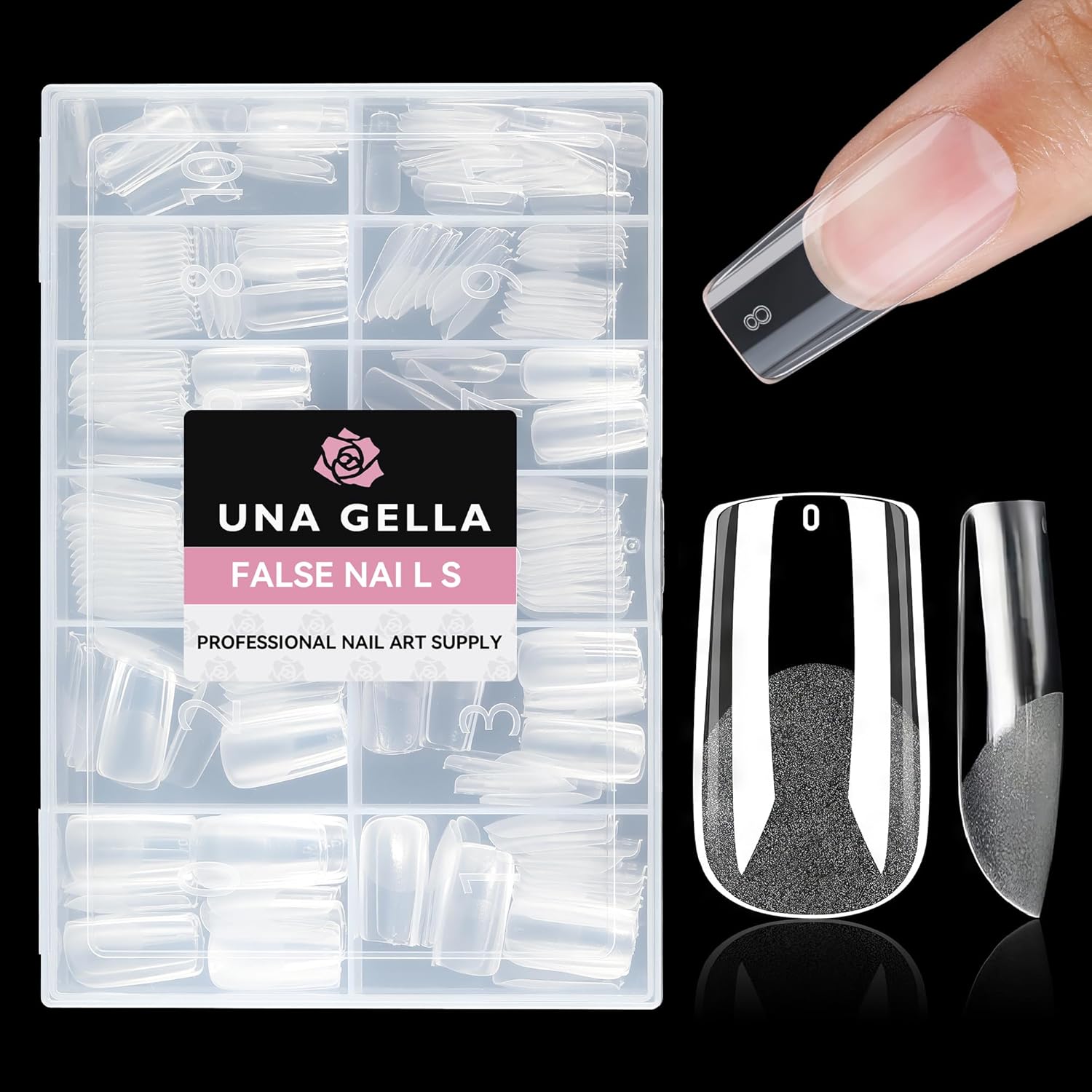 UNA GELLA Medium Square Gel Nail Tips Half Matte 312pcs Medium Square Gel x Nails Full Cover False Acrylic Nails Tips for Press On Nails DIY Art Salon Nail Extensions, 12 Sizes