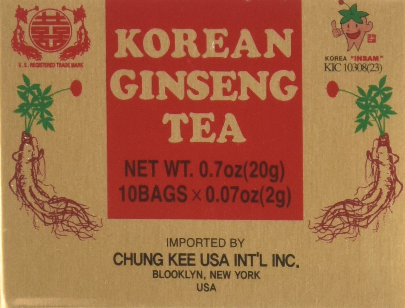 INSTANT KOREAN GINSENG TEA 100 Tea Bags - NET WT 7 oz (200 g)