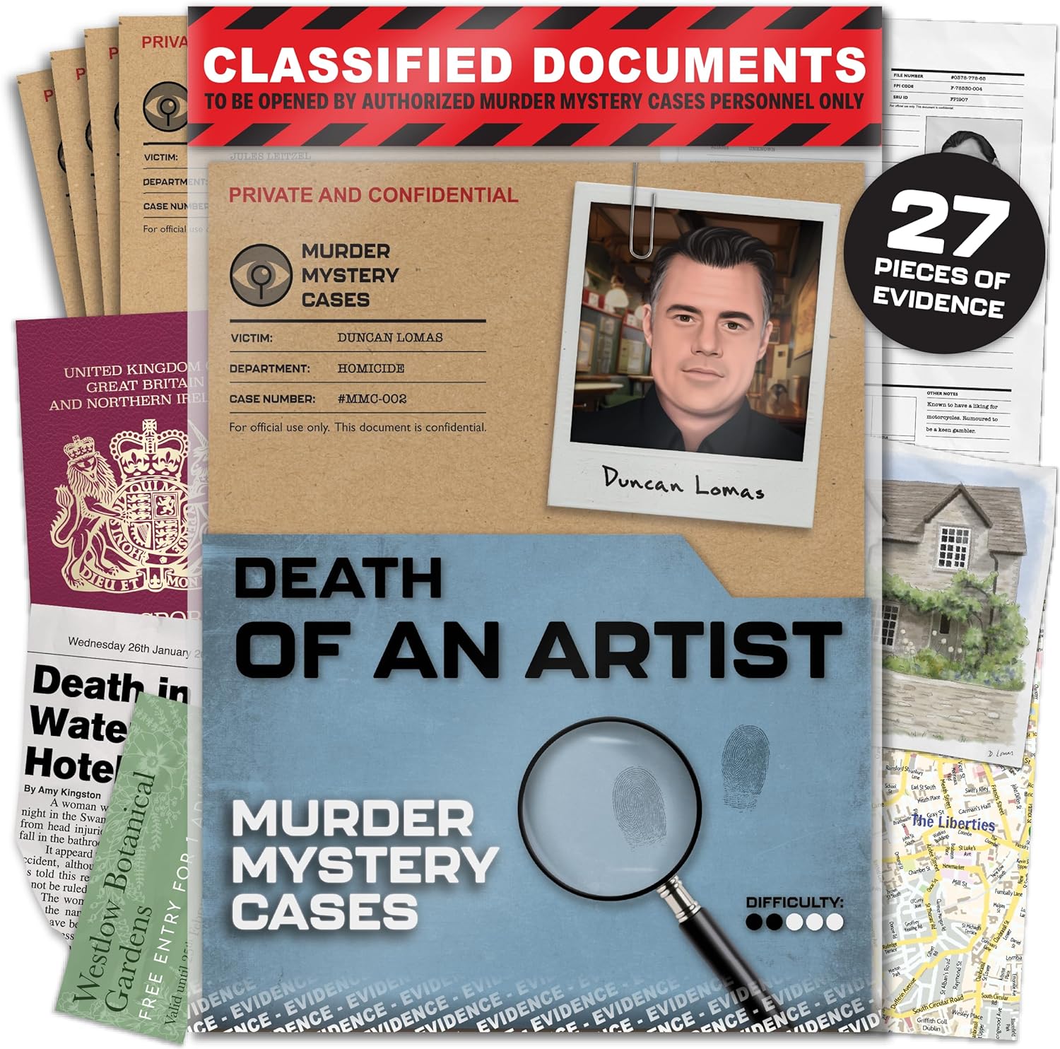 Unsolved Murder Mystery Game - MMC: Death of an Artist - Unsolved Mystery Board Game, Unsolved Case Files, Cold Case Detective Game for Adults & Teens - Solo, 2 Player, or Group Board Game