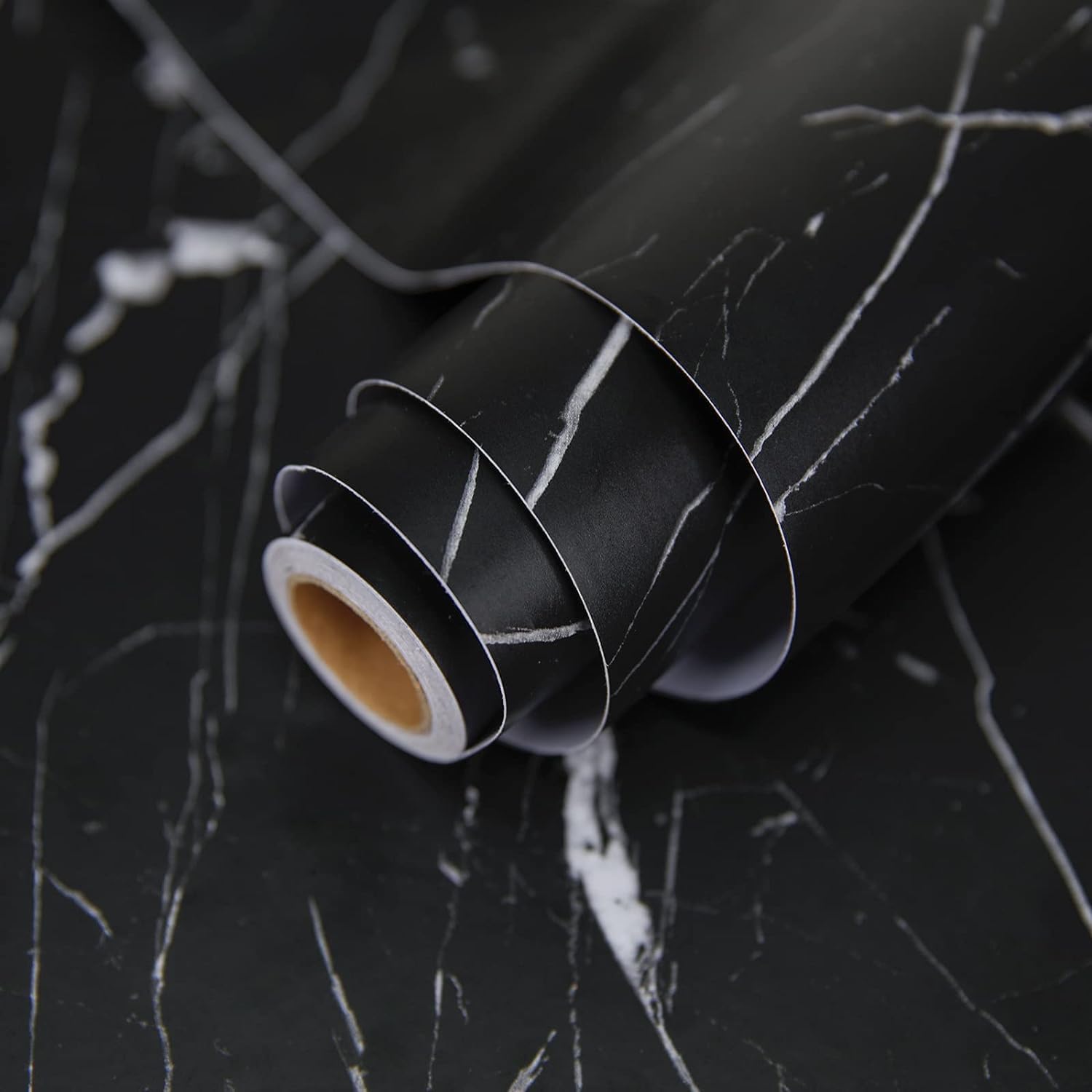 practicalWs 11.878.7 Black Marble Contact Paper Matte Peel and Stick Kitchen Countertops Paper Black and White Self Adhesive Removable Waterproof Wallpaper for Cabinet Covers