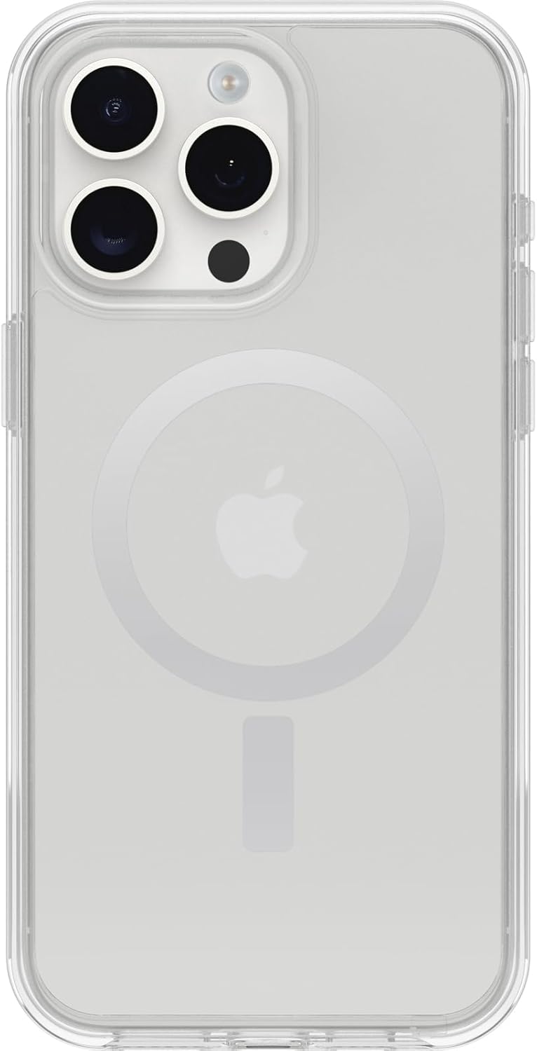 OtterBox iPhone 15 Pro MAX (Only) Symmetry Series Series Clear Case (Clear), snaps to MagSafe, ultra-sleek, raised edges protect camera & screen