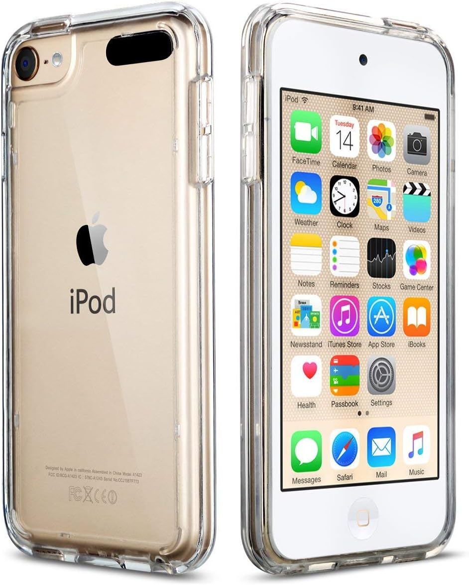 ULAK iPod Touch 7 Case, iPod Touch 6 & 5 Case, Transparent Slim Hybrid TPU Bumper/Scratch Resistant Hard PC Back, Corner Shock Absorption Case for iPod Touch 5th 6th 7th Generation, Clear