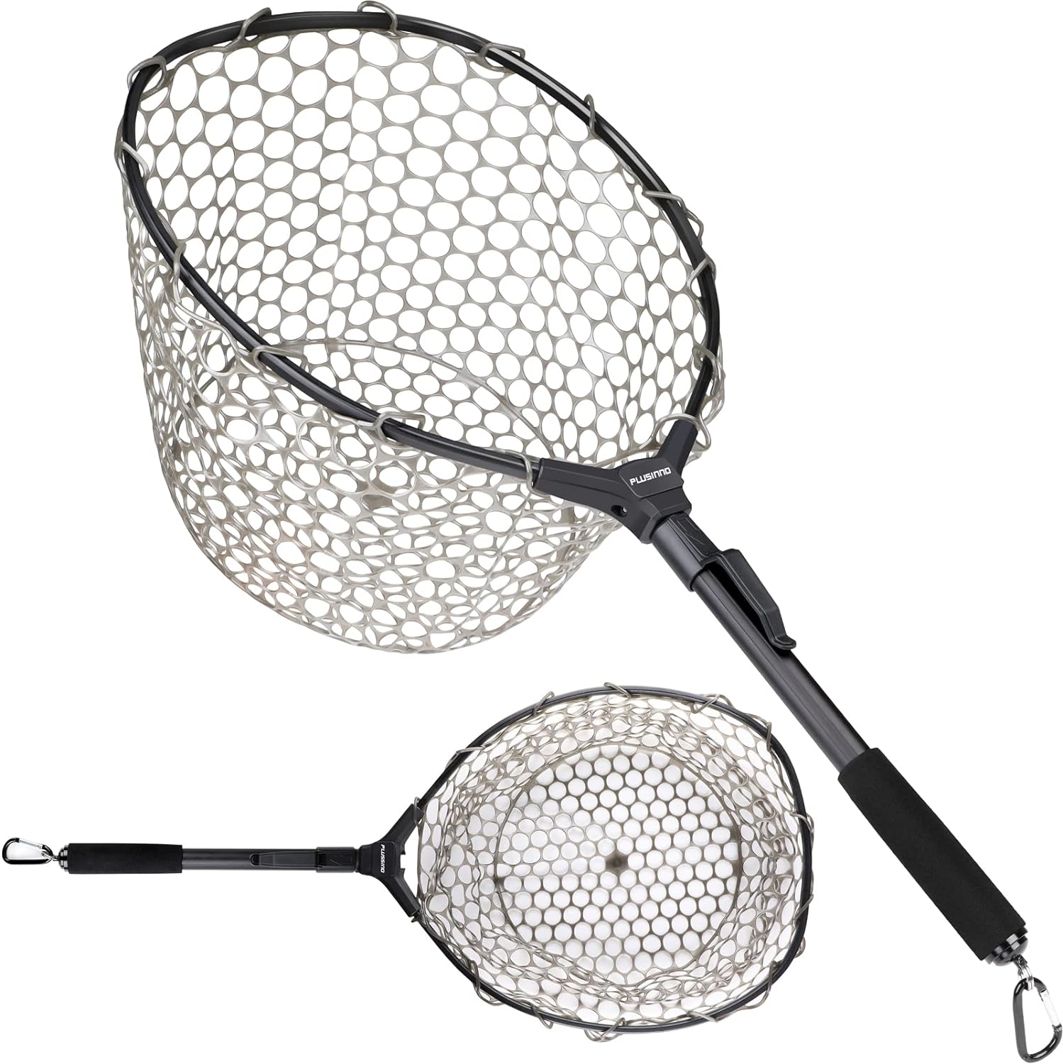 PLUSINNO Fly Fishing Net Fish Landing Net, Trout Bass Net Soft Rubber Mesh Catch and Release Net