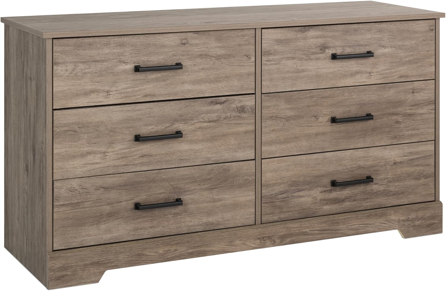 Prepac Double Drawer Dresser, 18.25in x 53.25in x 28.5in, Rustic Brown