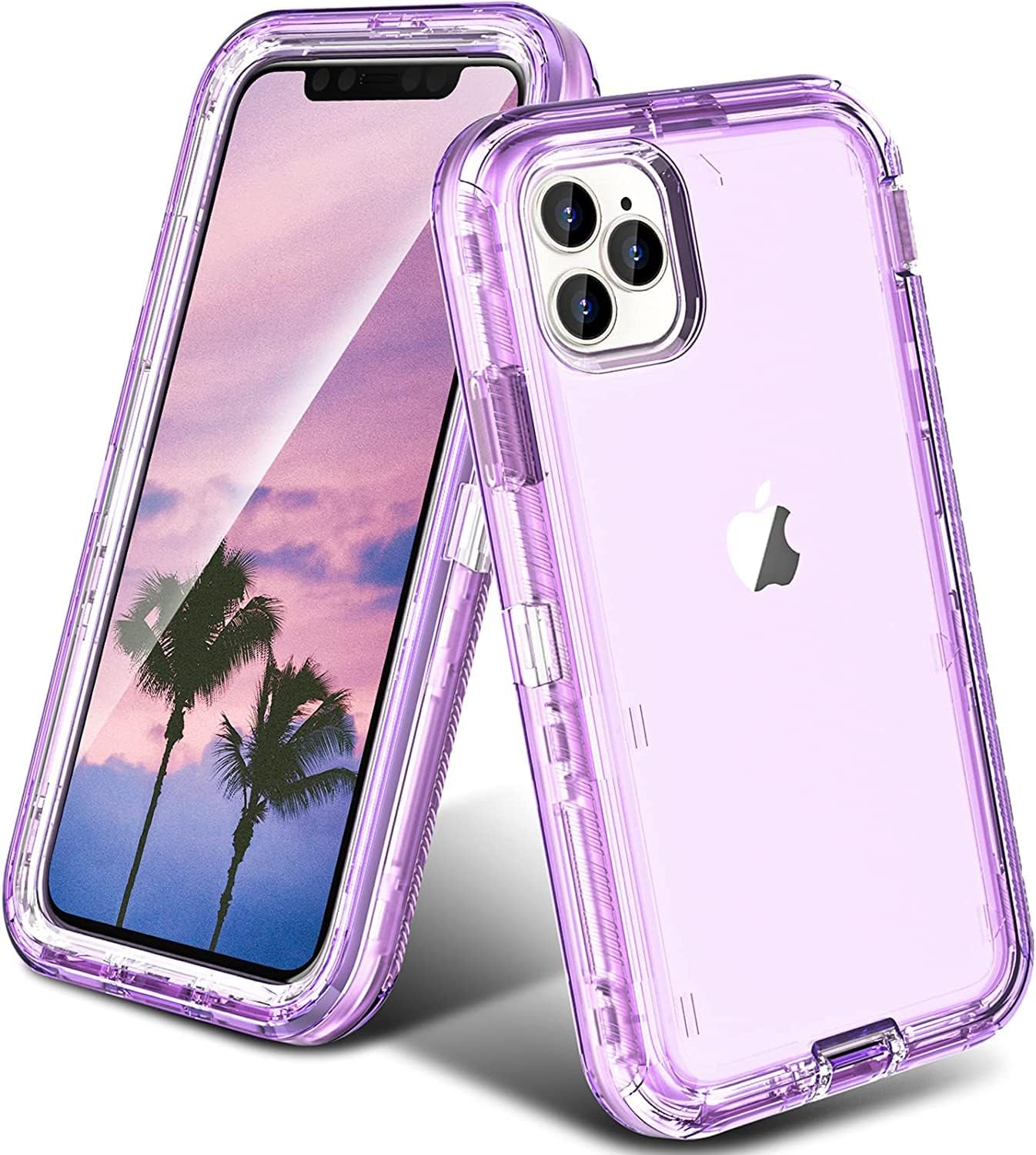 ORIbox for iPhone 14 Pro Max Case Purple, [10 FT Military Grade Drop Protection], Transparent Heavy Duty Shockproof Anti-Fall Case for iPhone 14 Pro Max Phone Case,6.7 inch,3 in 1, Crystal Purple