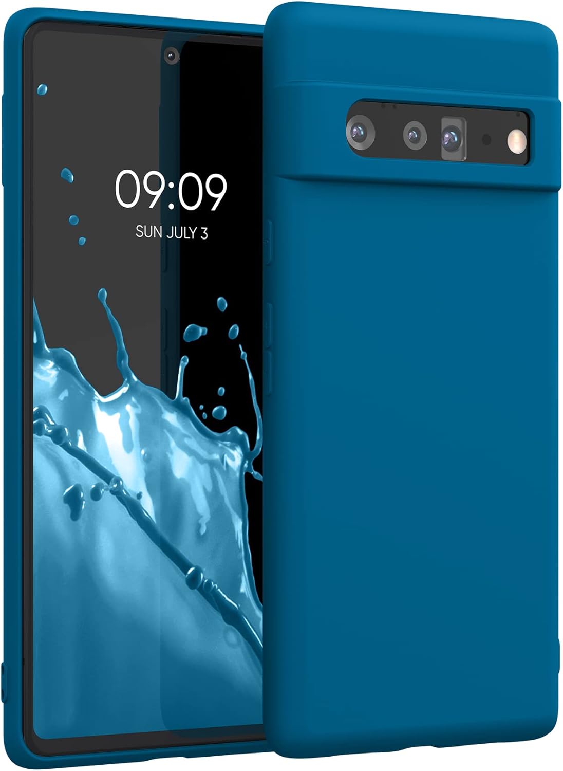 kwmobile Case Compatible with Google Pixel 6 Pro Case - Slim Protective TPU Silicone Phone Cover - Blue Reef