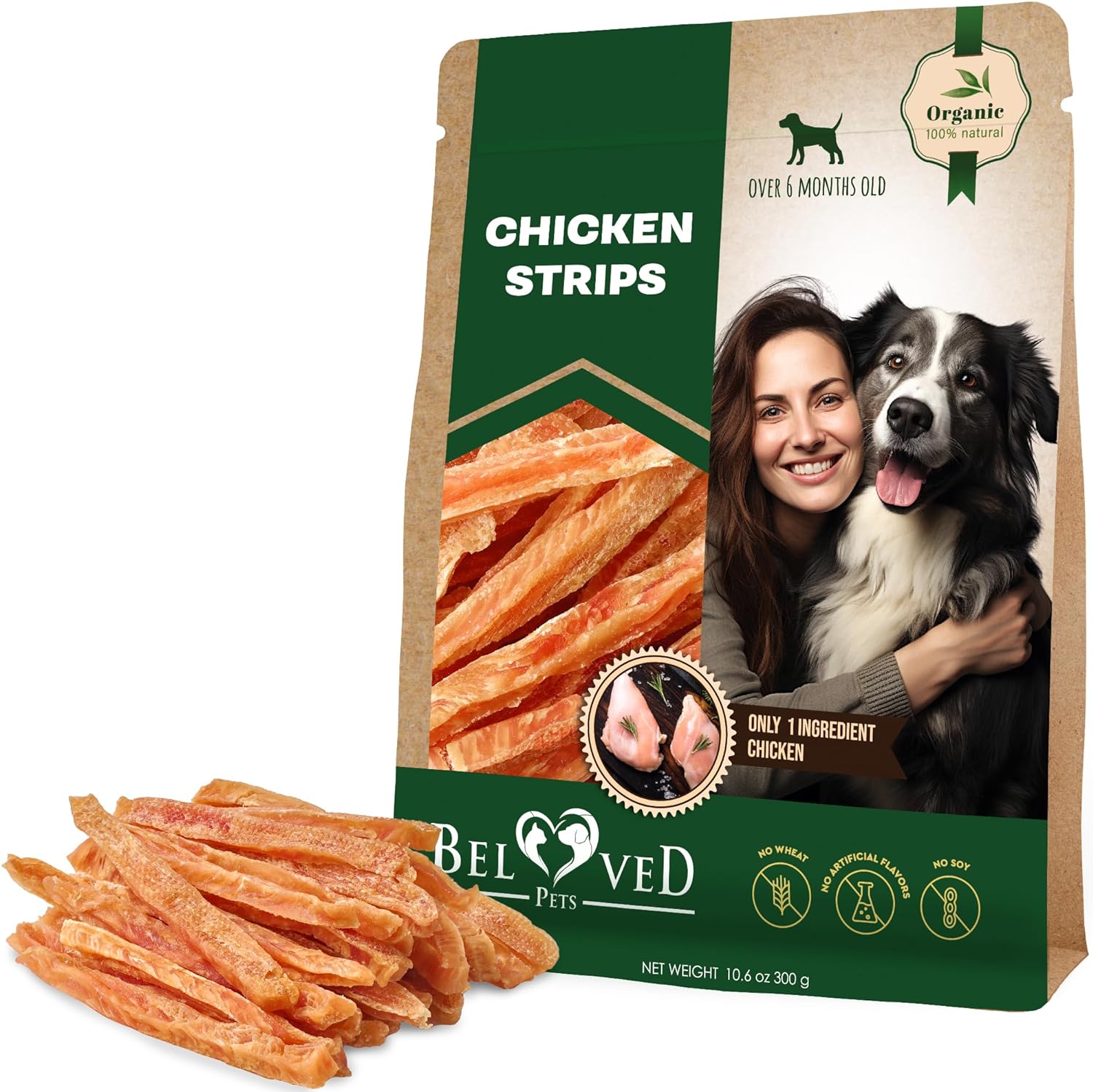 Chicken Jerky Strips Dog Treats - Human Grade Meat Sticks - Natural & Organic Pet Dried Snacks Rawhide - Free - Long Lasting Chews for Large & Small Dogs - Best for Training & Healthy Teeth