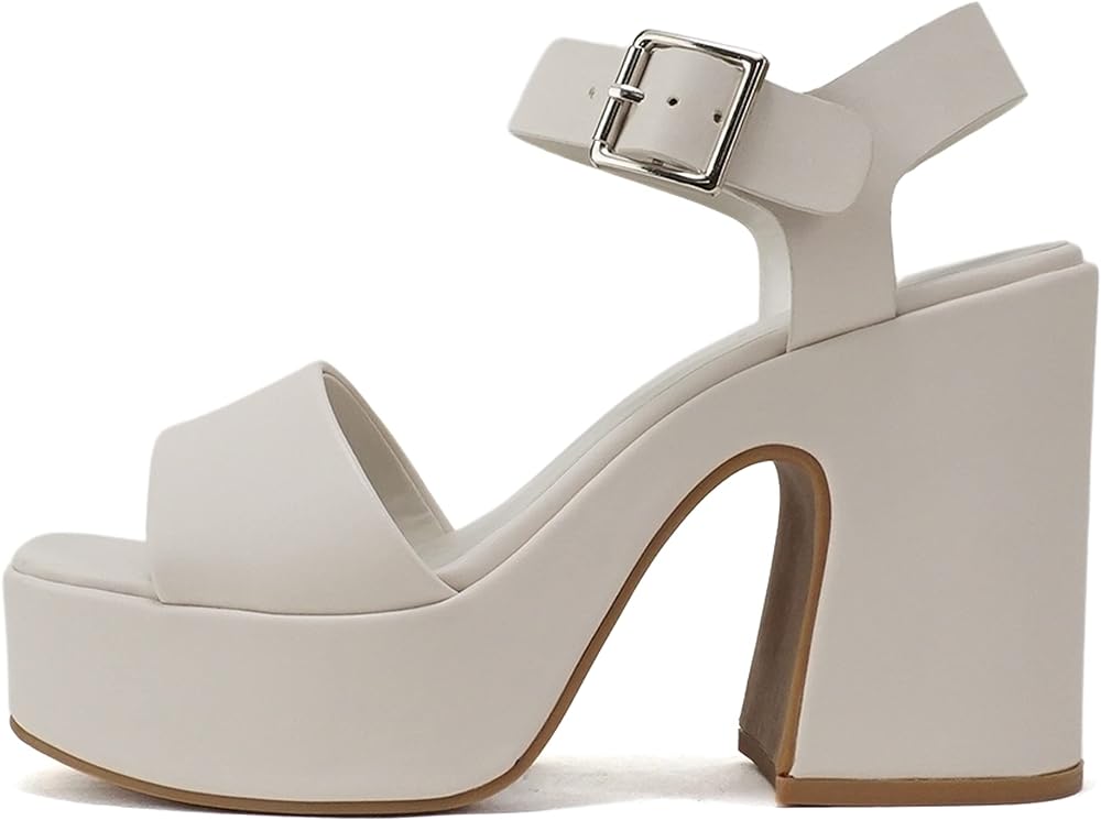 Soda Launch ~ Women Open Toe Ankle Strap Platform Chunky High Heeled Sandal