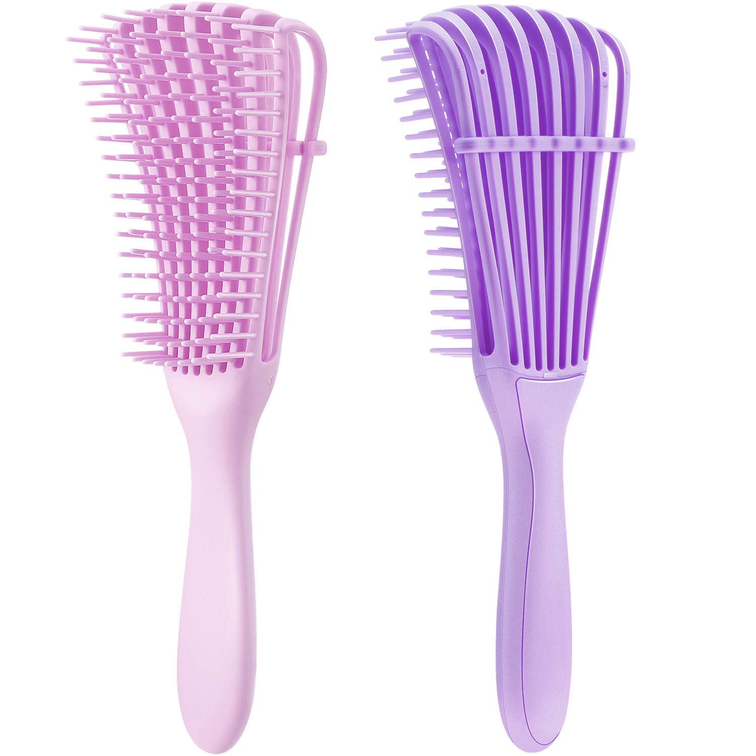 2 Pieces Detangling Brush for Afro America/African Hair Textured 3a to 4c Kinky Wavy/Curly/Coily/Wet/Dry/Oil/Thick/Long Hair, Knots Detangler Easy to Clean (Light Pink, Light Purple)