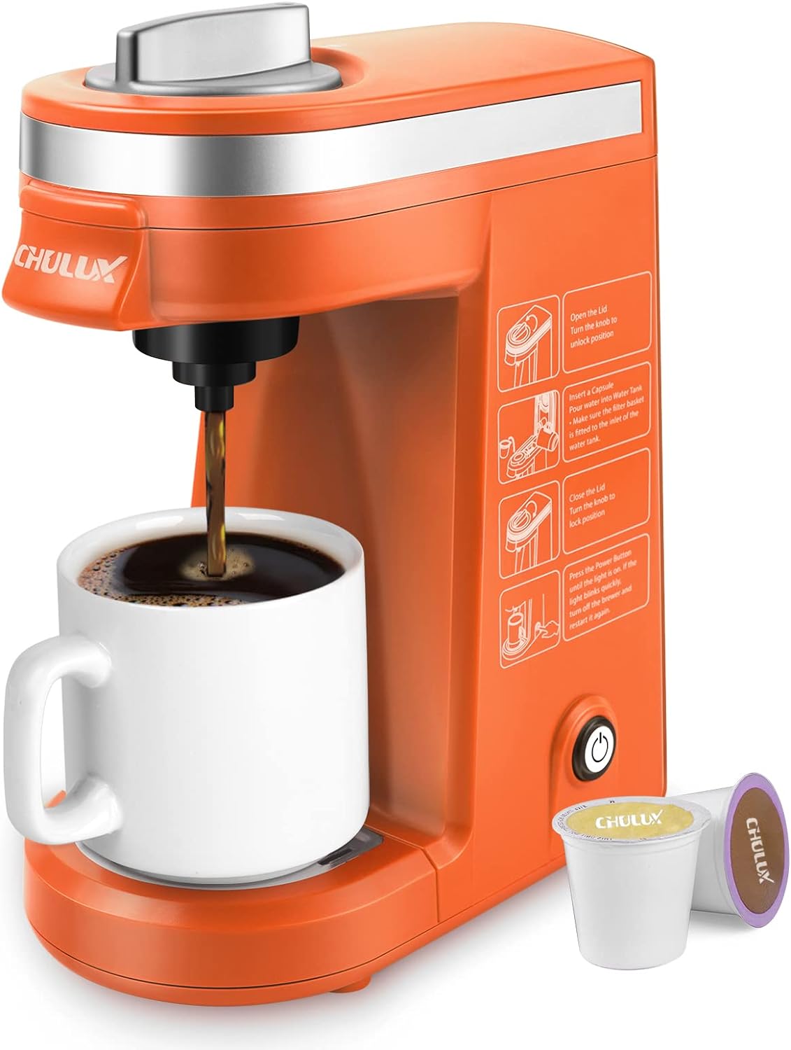 CHULUX Coffee Maker Single-Serve Coffee Machine for Capsule,Orange