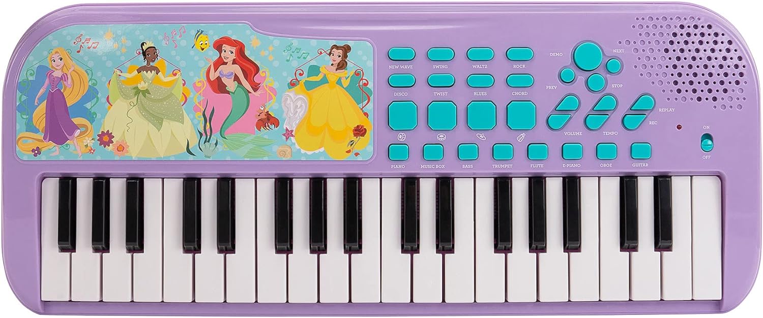 Very nice little piano. Has many functions and a record option. Love the purple color its appealing to little girls and the princess theme is a plus. The piano itself has great sound and volume levels, the keys are very responsive. My 15 year old daughter enjoys it as well and so do I being an adult find myself playing with it lol. Highly recommend if your kid has interest in piano this is a great beginning or starter piano for a little one. Very happy with my purchase.