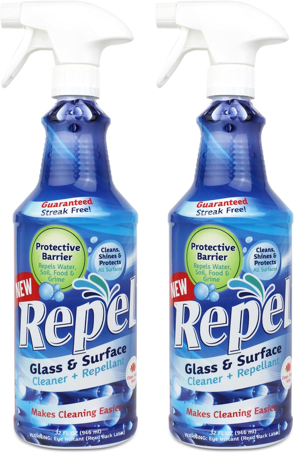 REPEL Glass & Surface Cleaner 32 fl. oz. - Cleans & Repels water spots and dirt on glass, mirror, tile and multi surface by UNELKO (2)