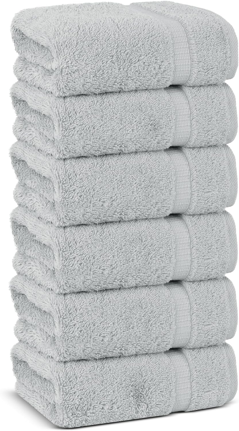 Chakir Turkish Linens | Hotel & Spa Quality 100% Cotton Premium Turkish Towels | Soft & Absorbent (6-Piece Hand Towels, Silver Gray)