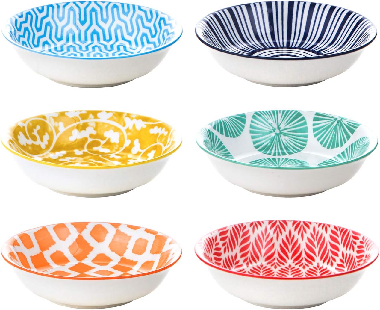 Selamica Ceramic Dipping Bowls, 2.5oz Mini Bowls Soy Sauce Dish, Dip Bowls, Appetizer Side Dishes for Sushi,Sauce, Party, Pinch Bowls Pack of 6(Assorted Colors)