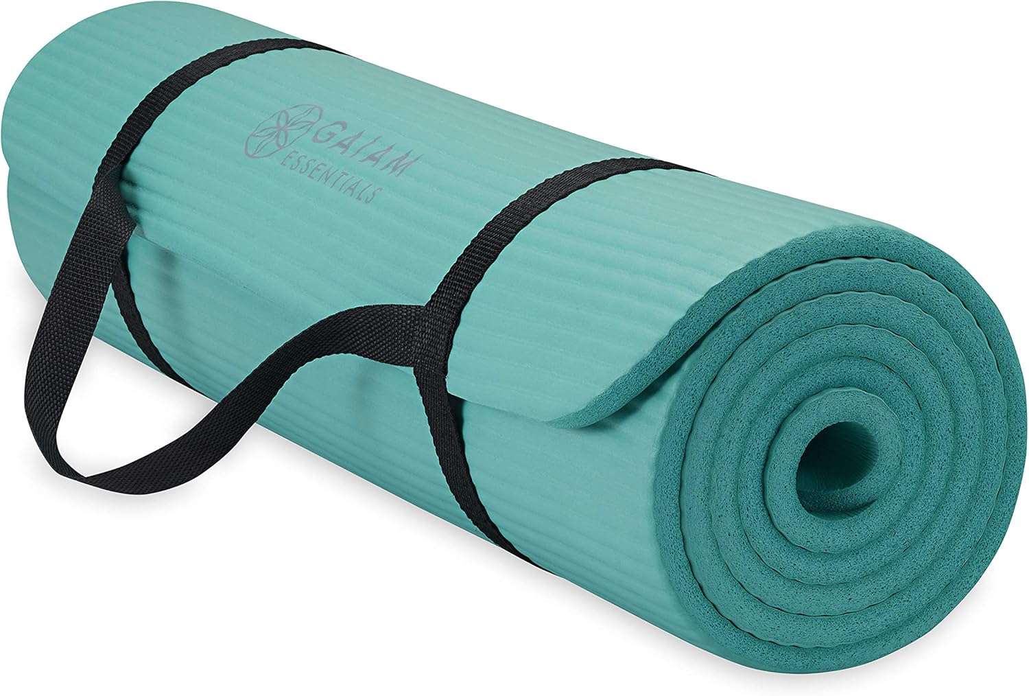 Gaiam Essentials Thick Yoga Mat Fitness & Exercise Mat with Easy-Cinch Yoga Mat Carrier Strap, 72L x 24W x 2/5 Inch Thick