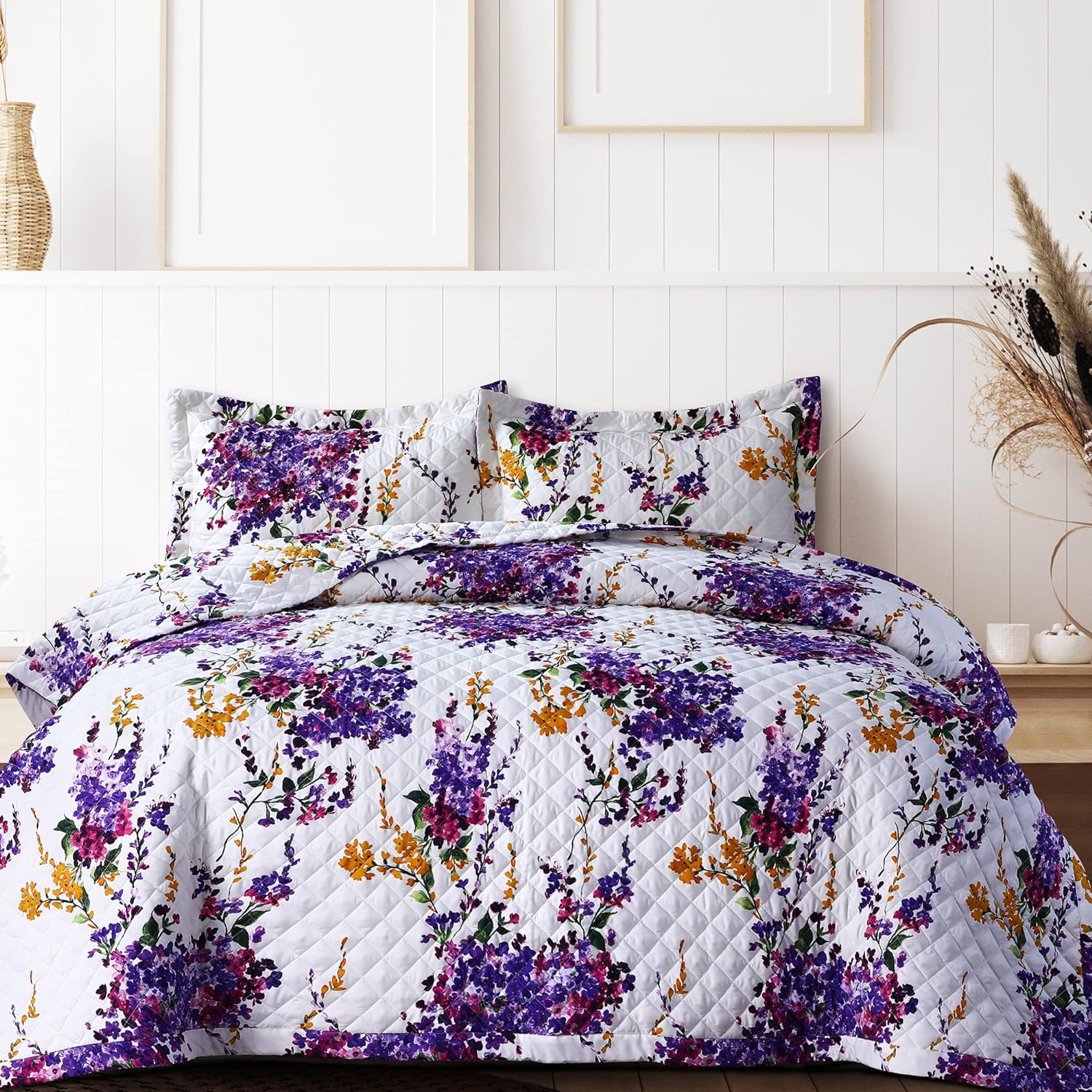 Serena Floral Printed Ultra-Soft 2-Piece Oversized Quilt Set, Easy Care and Fade Resistant - Twin, Multicolor